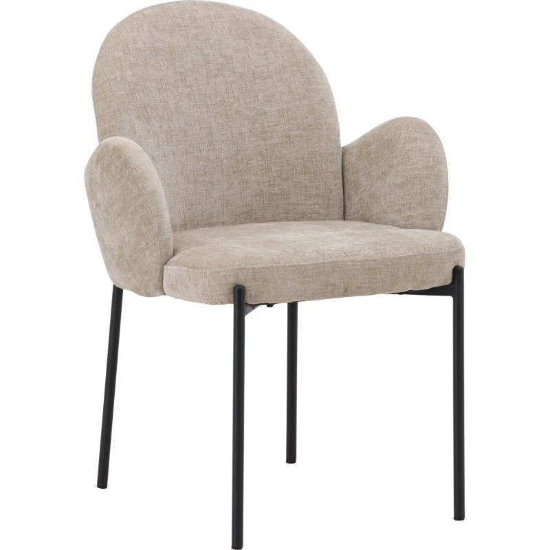 VENTURE DESIGN Blom spisebordsstol m. armlæn, beige & sort