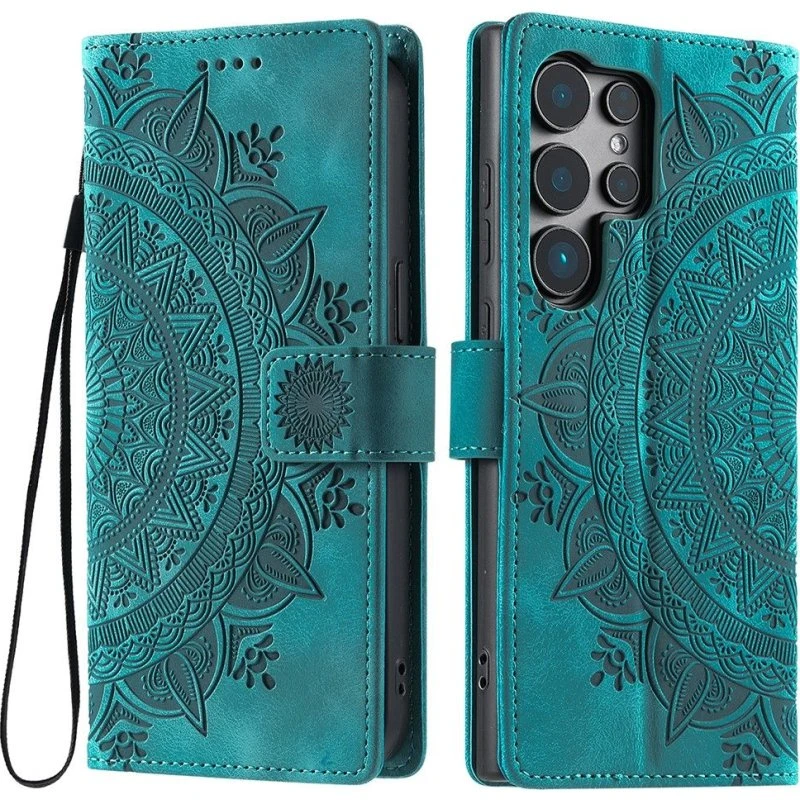Samsung Galaxy S25 Ultra Tegnebogscover - Mandala Blomstermønster