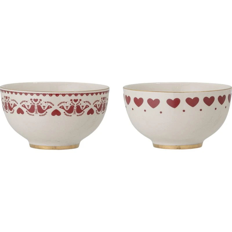 Bloomingville Jolly Skål 2-pak med røde hjerter