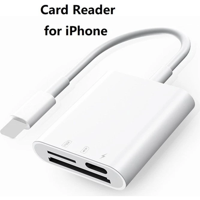 NÖRDIC Lightning-kortlæser 2-slots SD & MicroSD med opladning