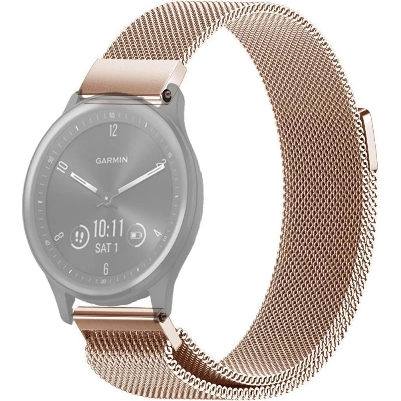SKALO Milanese Loop til Garmin Vivomove 3, 20 mm, Rustfrit stål