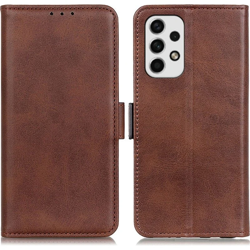 SKALO Samsung A23 5G Flip Cover m. pung i PU-læder - Brun
