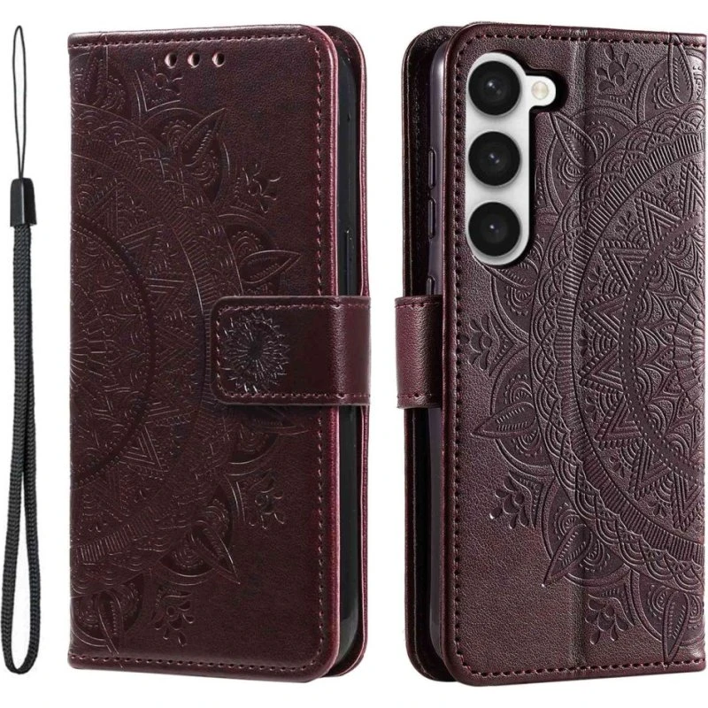 SKALO Samsung S23 Mandala Flip Cover - Brun