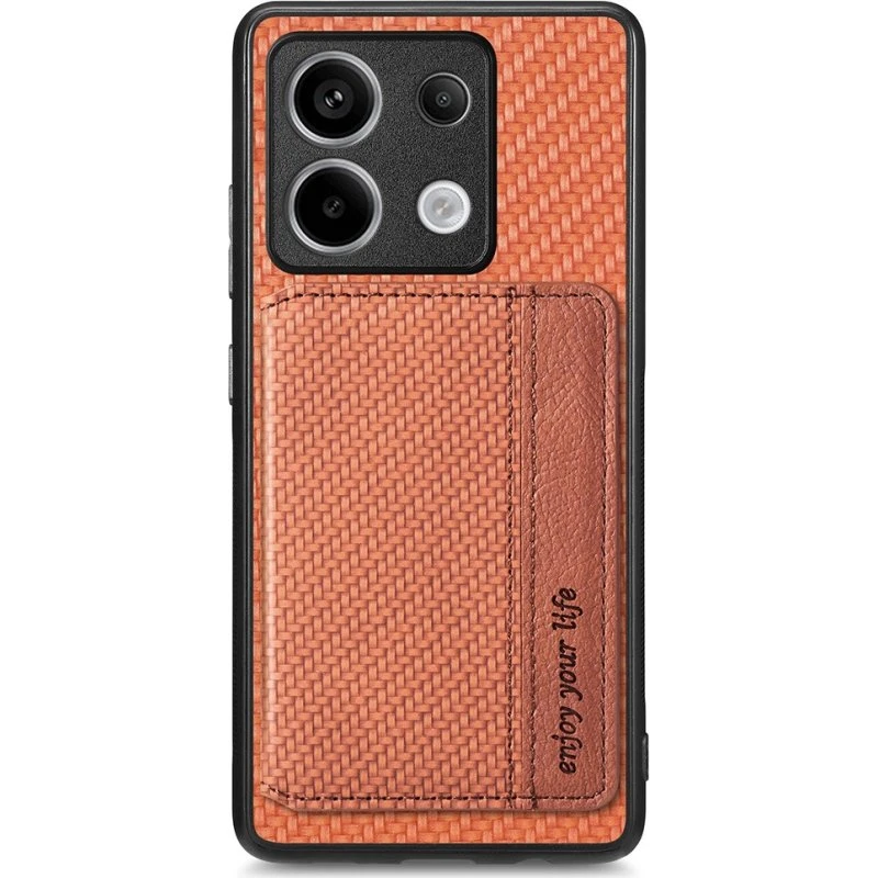 SKALO Xiaomi Redmi Note 13 Pro 5G Carbon Fiber Cover - Brun