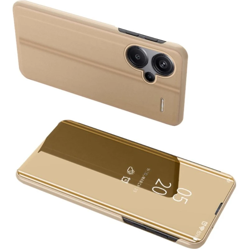 SKALO Xiaomi Redmi Note 13 Pro+ Clear View Flip Cover - Guld