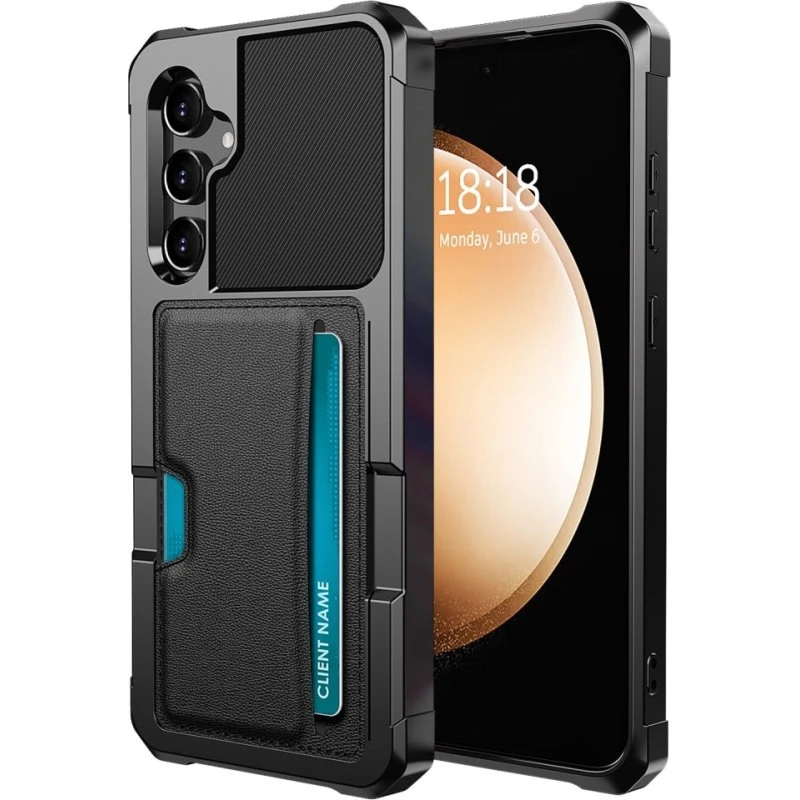 SKALO Samsung A55 5G Stødsikkert cover med pung - Sort