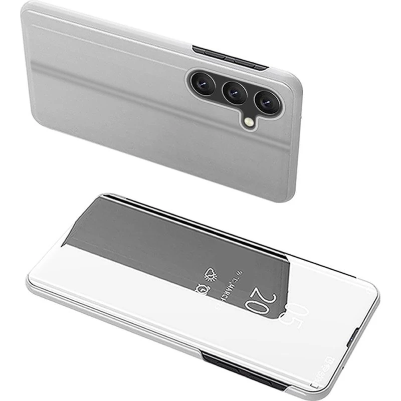 SKALO Samsung S25 Clear View Flip Cover - Sølv