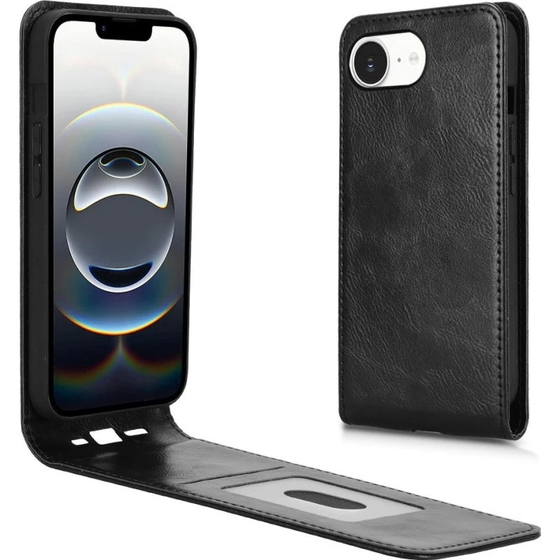 SKALO iPhone 16e Vertikalt PU-læder Cover - Sort
