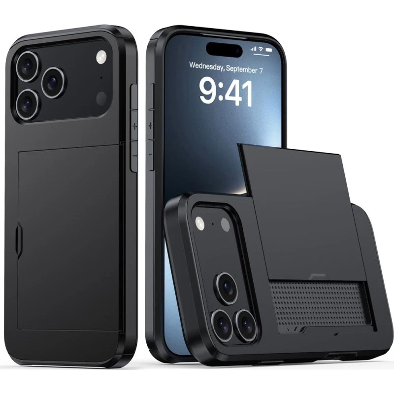SKALO iPhone 17 Pro Armor Kortholder Cover - Sort