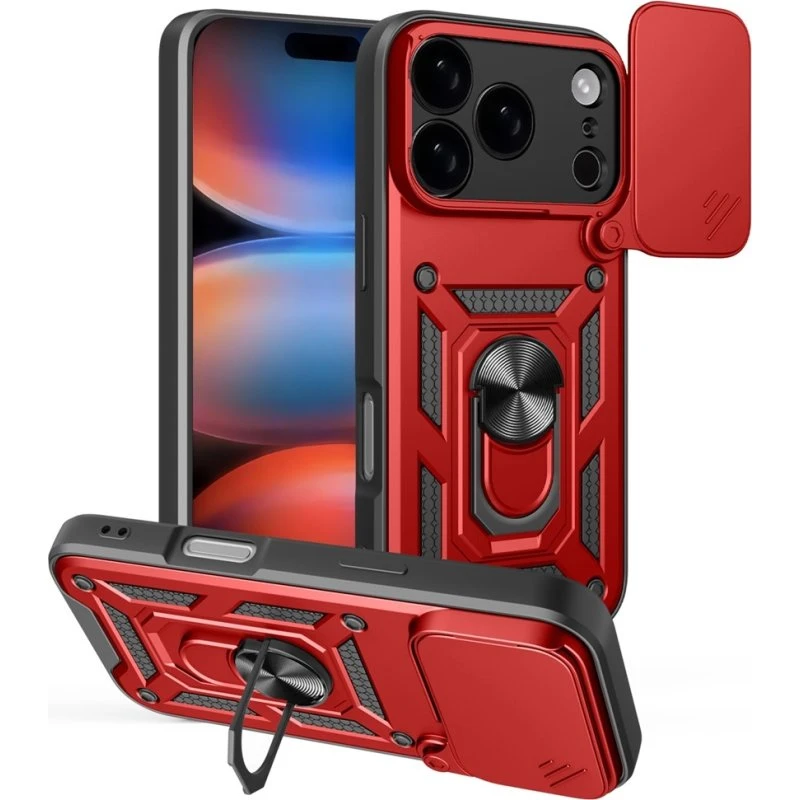 SKALO iPhone 17 Pro Max Armor Metallring Cover - Rød