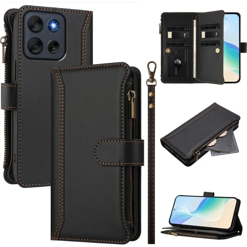 SKALO Motorola Moto G56 5G Pungcover med 11 rum - Sort