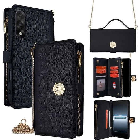 SKALO OnePlus Nord 5 Big Wallet Cross Texture Flip Cover - Sort