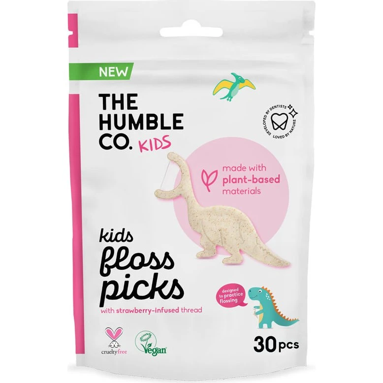 The Humble Kids Floss Picks - Jordbær - 30 stk