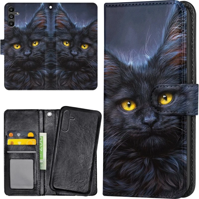 Samsung Galaxy A17 5G Cover med Sort Kat - Pungcover
