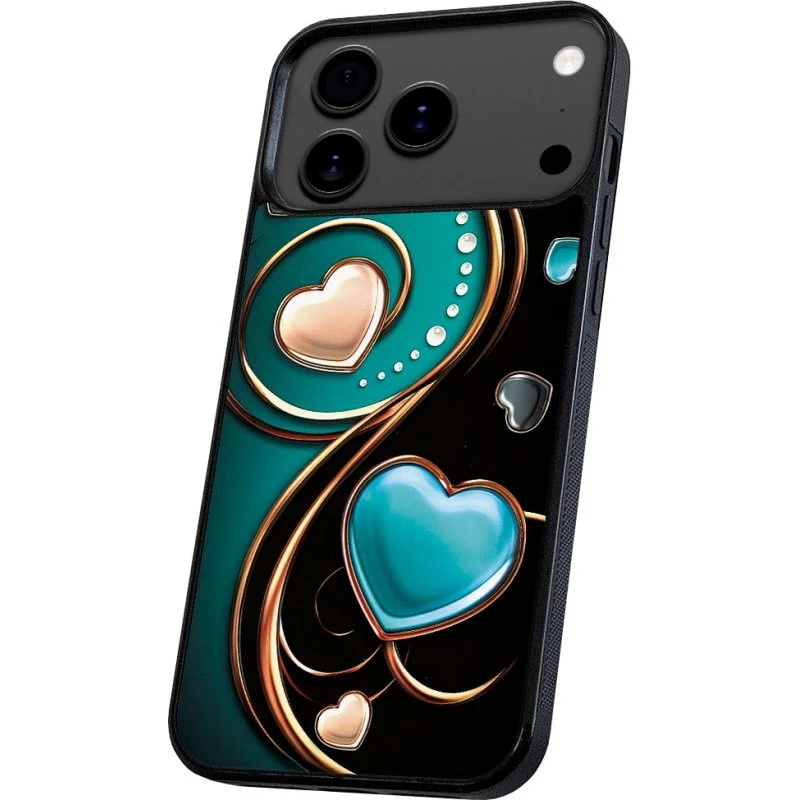 iPhone 17 Pro Max Cover med Hjerter - Sort
