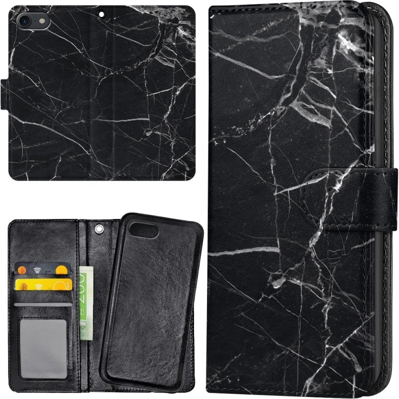 iPhone 16e/17e Mobilcover med Pung og Marmor-design
