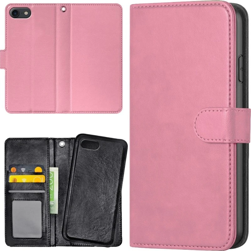iPhone 16e/17e Mobilcover med Pung - Lysrosa