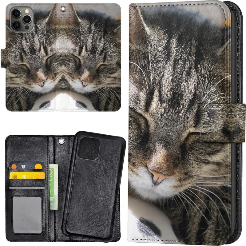 iPhone 13 Pro Max Cover med Sovende Kat - Pungcover
