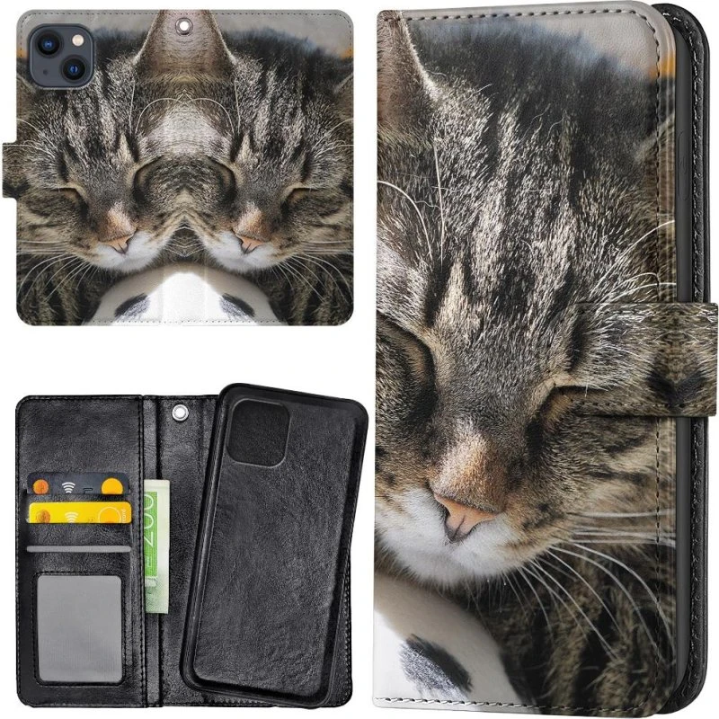 iPhone 13 Cover med Sovende Kat - Pungcover