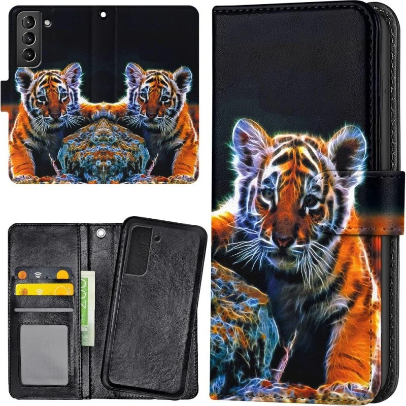 Samsung Galaxy S22 Cover med Tigerunge - Pung med kortholder