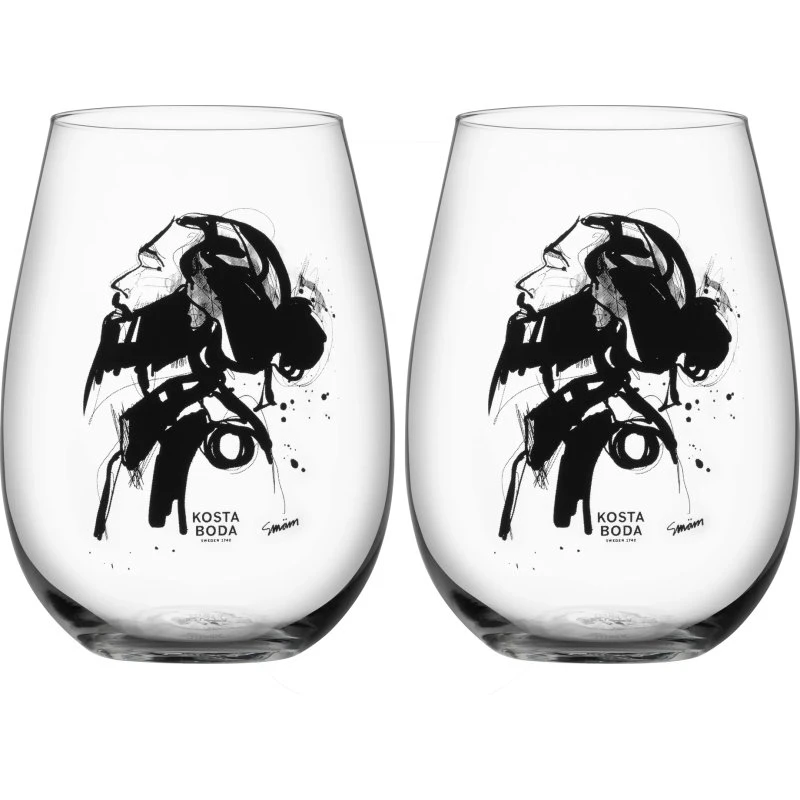 Kosta Boda All About You glas, 2 stk, Love Him (Grå)