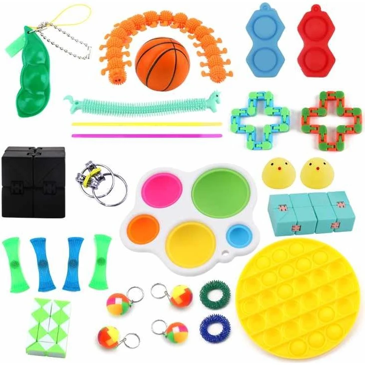Fidget Toys Legetøjspakke - 28 stk. gule Pop Circles