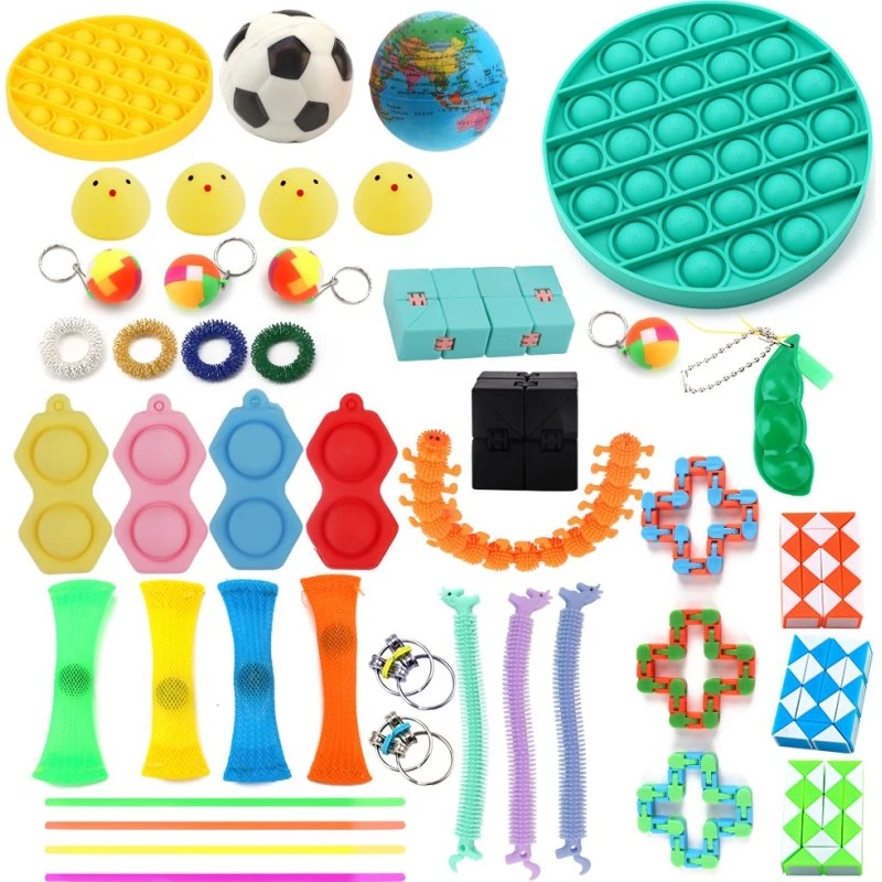 Fidget Toy Pakke - 43 stk. Grøn Popcirkel til Børn og Voksne