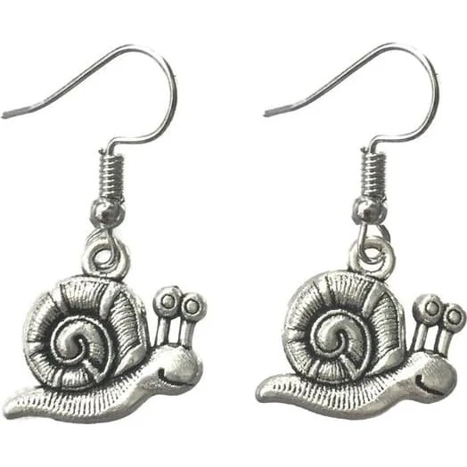 Snegl øreringe i sølvfarvet metal - 3,2 cm