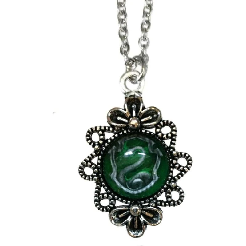 Harry Potter Slytherin Cabochon Halskæde - Antik Sølv