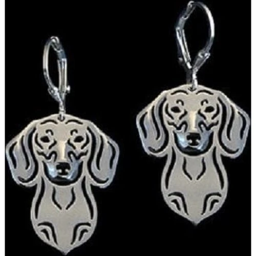 Dachshund øreringe - korthåret hund i sølvfarvet metal
