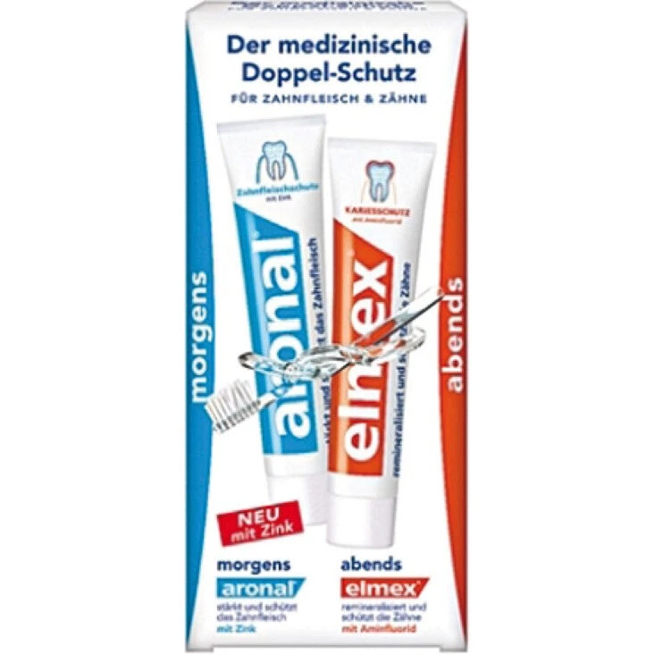 Aronal & Elmex Dobbeltbeskyttelse tandpastasæt 2x75 ml