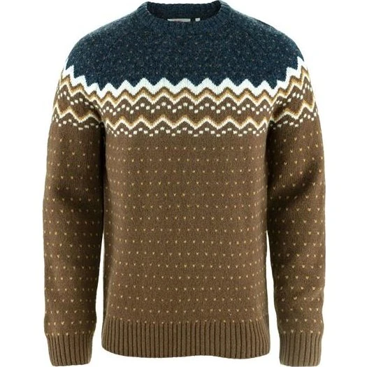 Fjällräven Övik Knit Striktrøje til mænd - Dark Oak/Navy