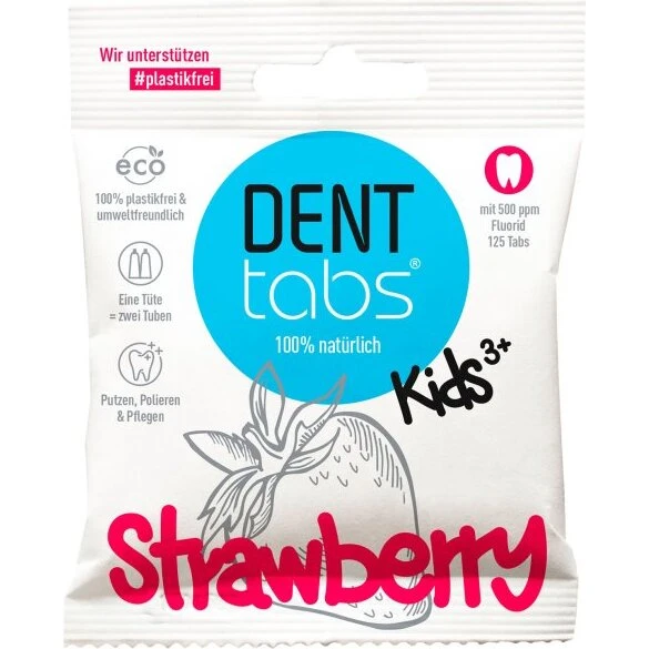 DentTabs Børnetandpasta Tabletter Jordbær 125 stk. m/fluor