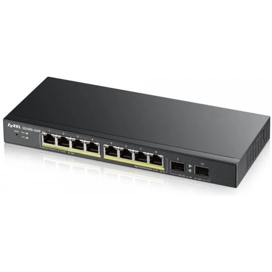 Zyxel GS1900-8HP v3 8‑port PoE L2‑switch – Sort