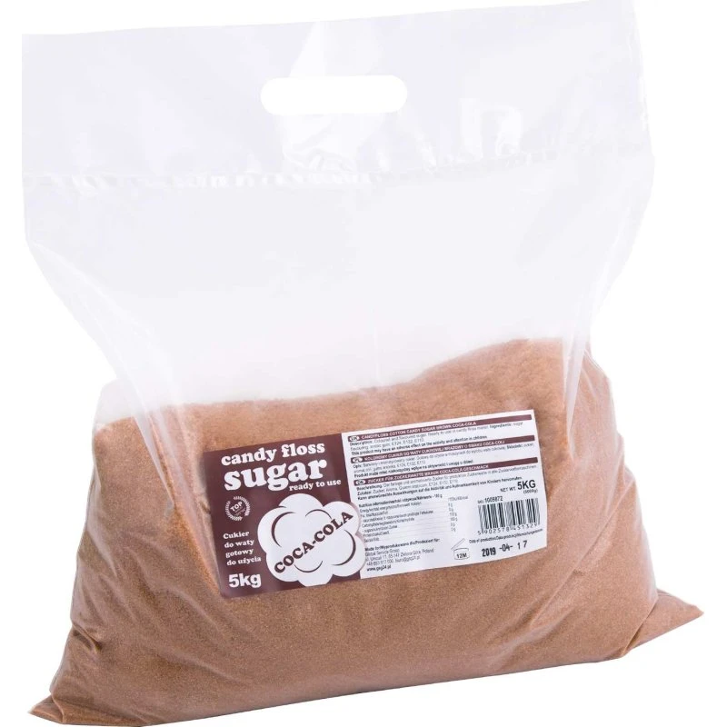 Coca-Cola smagsat candyfloss-sukker, brun, 5 kg