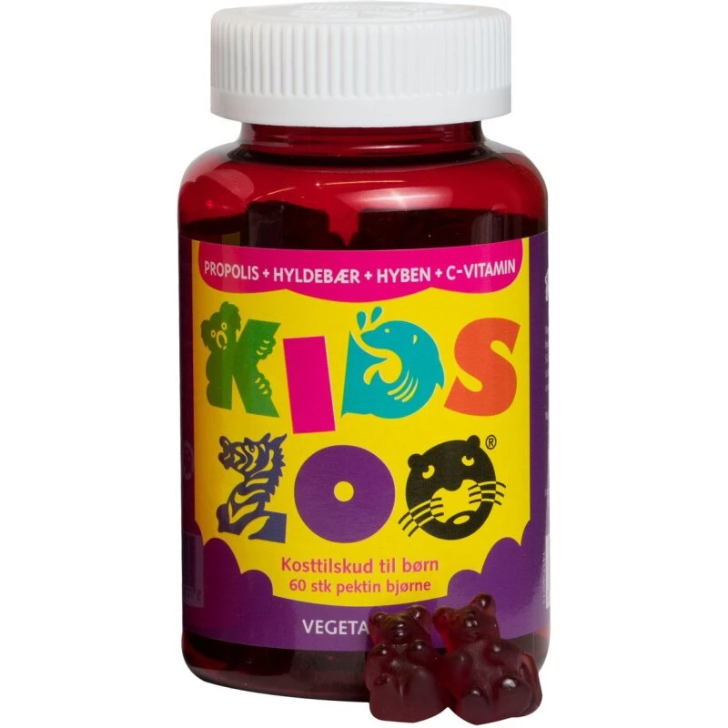 Kids Zoo Propolis, Hyldebær & C-vitamin — 60 veg. vingummibamser