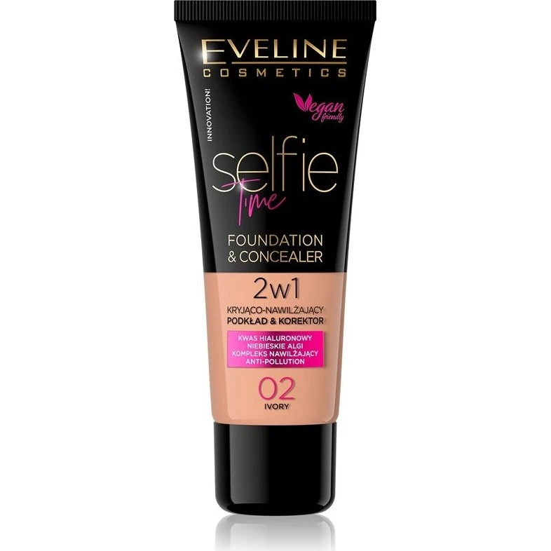 Eveline Cosmetics Selfie Time 2-in-1 Foundation & Concealer 02 Ivory