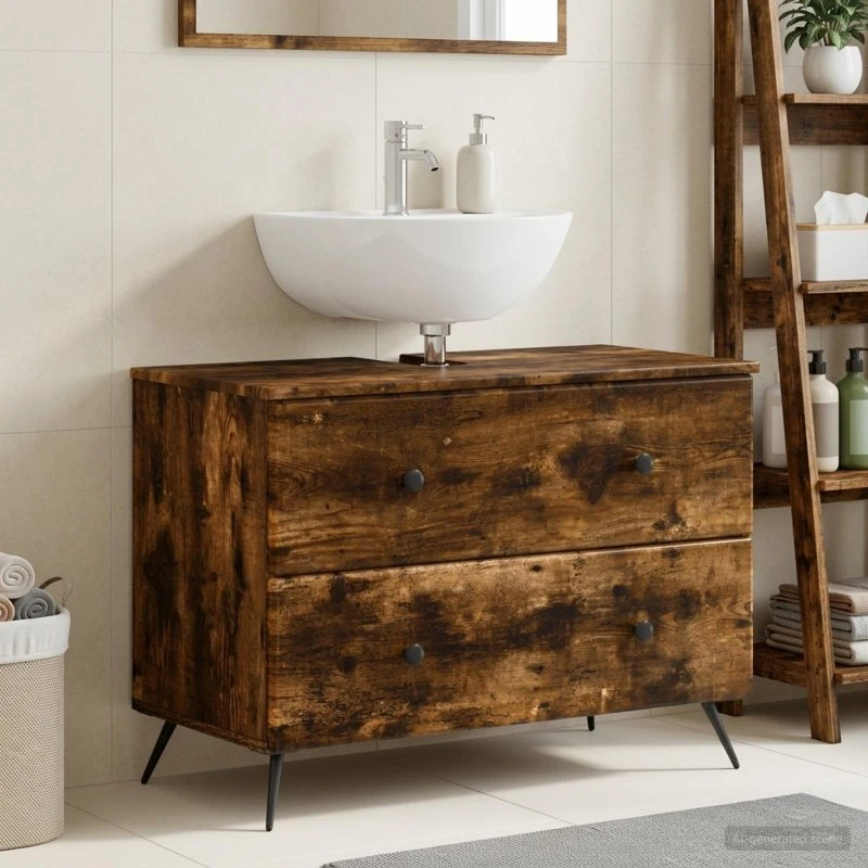 vidaXL Badeværelsesskabsunder BREDA Røget eg 82 x 41 x 59 cm