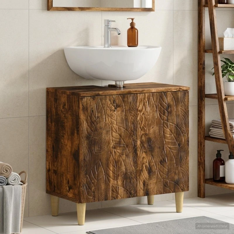 vidaXL Badeværelsesskab DELFT Røget eg 59,5 x 31,5 x 59 cm