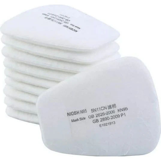 10x Bomuldsfiltre til 3M 6200 og 6800 Halvmasker