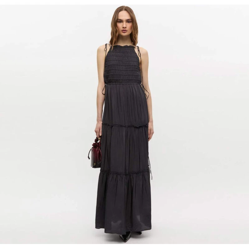 GANNI W0571 Viscose Habotai Maxi Smock Slip-kjole – Phantom