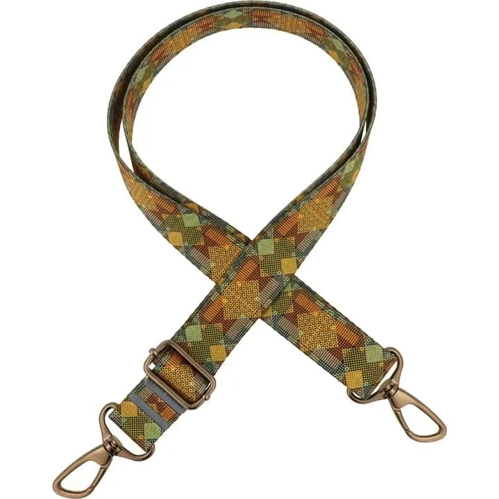 Taskerem GEOMETRISK MØRK 3 cm x 140 cm - Justerbar med Nikkel-beslag