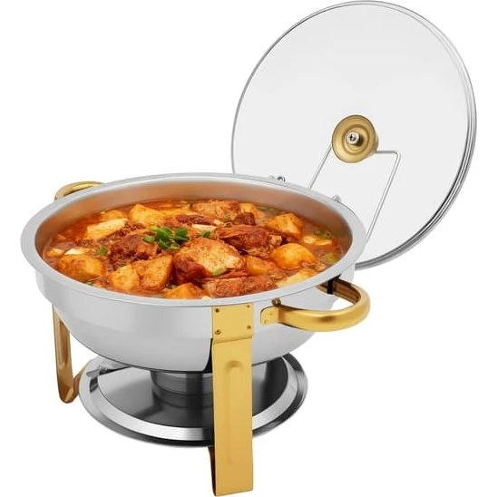 Buffetvarmer chafing dish 4,7 L i rustfrit stål med brænder