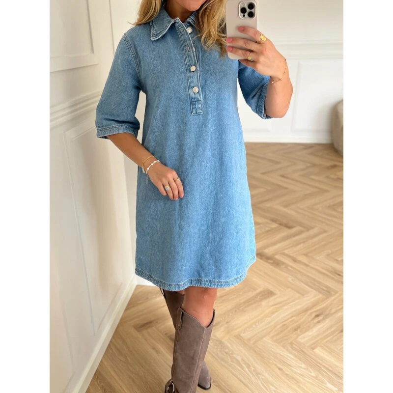 Only Gry S/S kjole - lyseblå denim