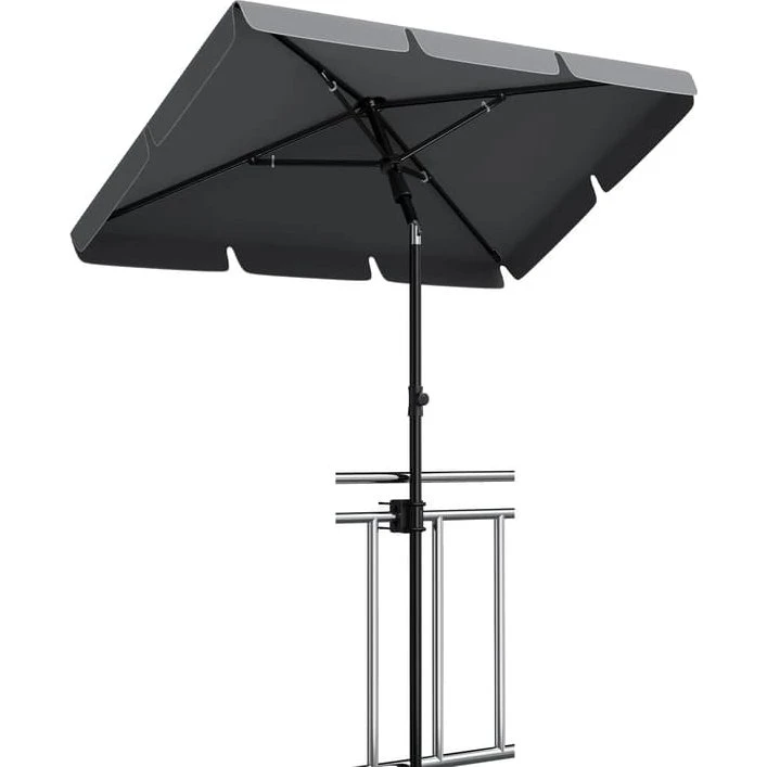 Rektangulær altanparasol med fod - Grå - 200x125 cm