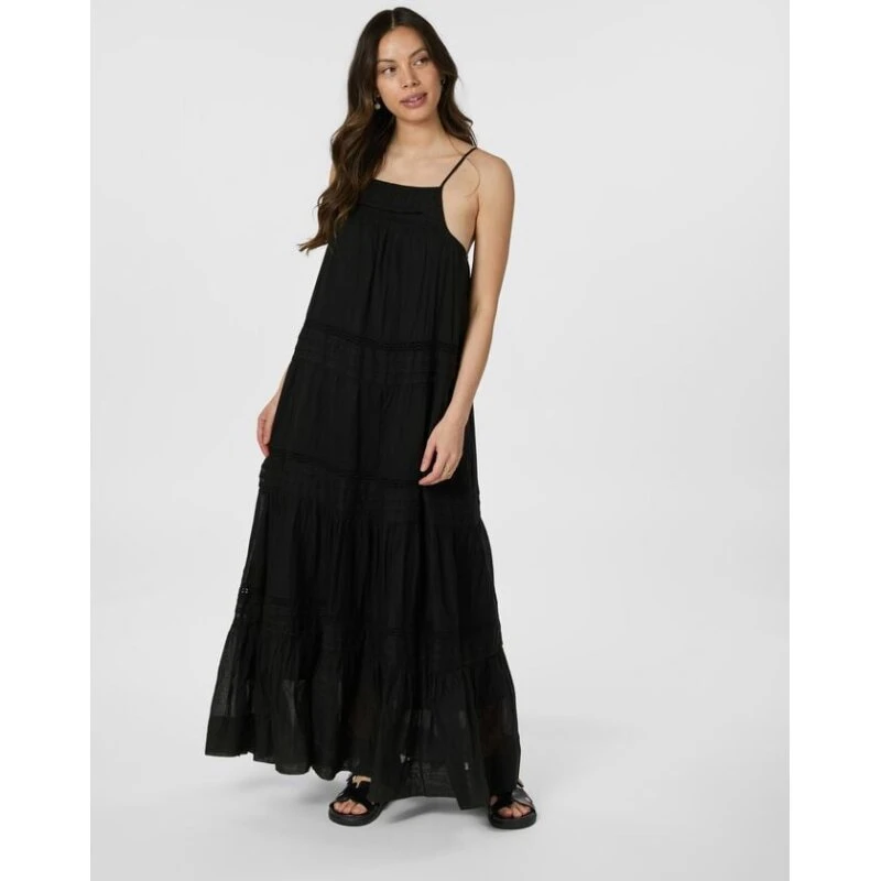 Neo Noir Martina S Voile Maxi Kjole – Sort