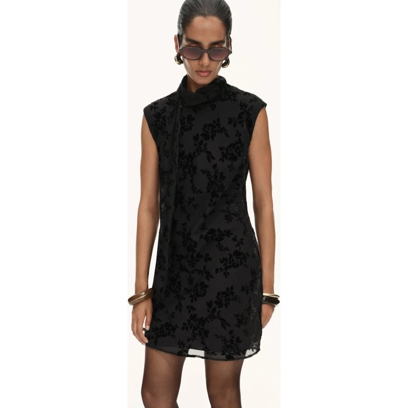 Mango Cocktailkjole, sort - floral jacquard