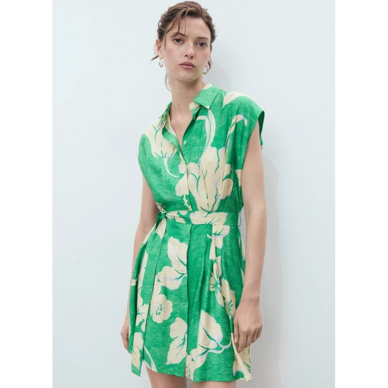 Mango BELT PRINTED skjortekjole, grøn