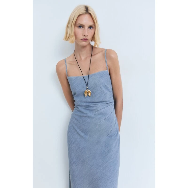 Mango Denim midi-kjole, blå