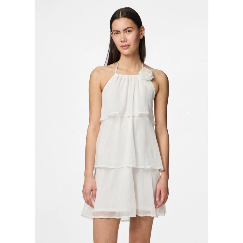 PCCLARA Kort lagdelt kjole - Bright White